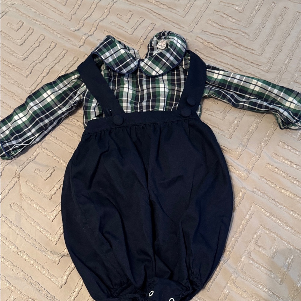 Plaid and Navy Kids Matching Set
